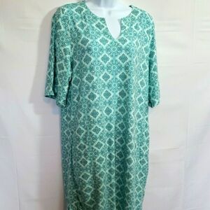 Hang Ten Teal Patterned Midi Dress